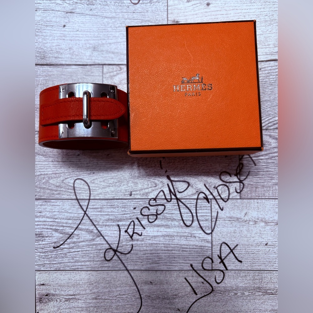 💯 Auth Hermes Epsom Swift Intense M Leather Bracelet Rouge Grenat Rose Jaipur